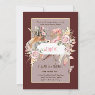 BUDGET Boho Woodland FOX Floral Wedding Modern Einladung