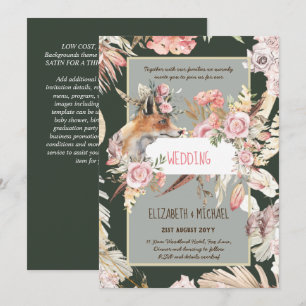 BUDGET Boho Woodland FOX Floral Wedding Modern Einladung