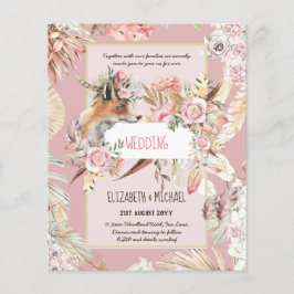 BUDGET Boho Woodland FOX Floral Wedding Modern Flyer