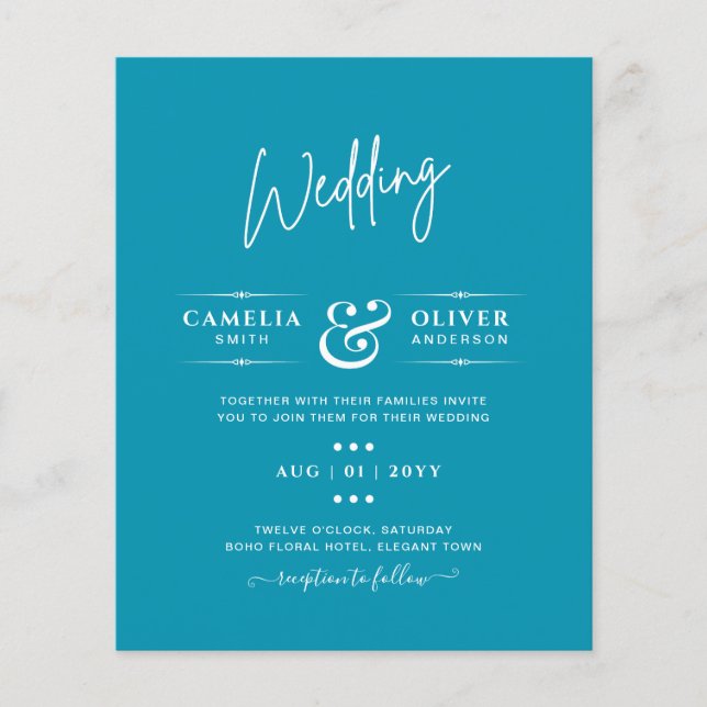 BUDGET Bondi Blue Monochrome Wedding Flyer (Vorne)