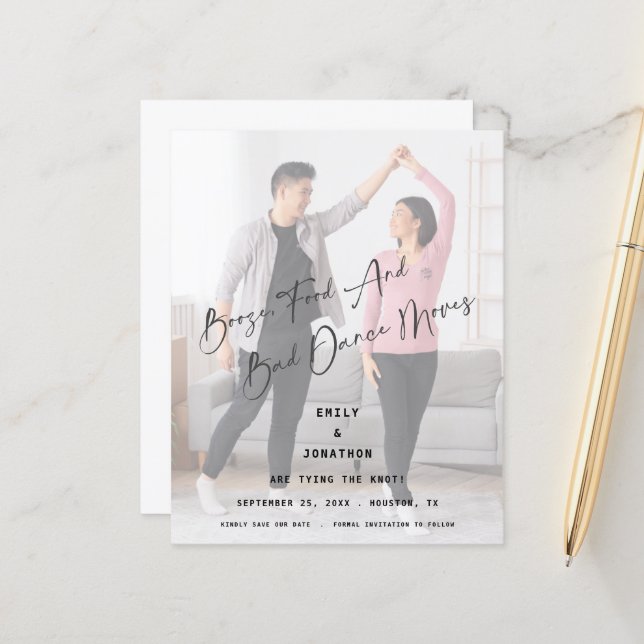 Budget Boost Food Bad Dance Foto Save the Date (Vorderseite/Rückseite Beispiel)