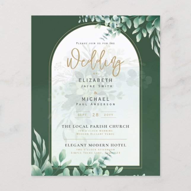 Budget Botanical Eucalyptus Wedding INVITE (Vorderseite)