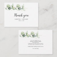 Budget Botanische Eukalyptus-Hochzeit Danke-Karte