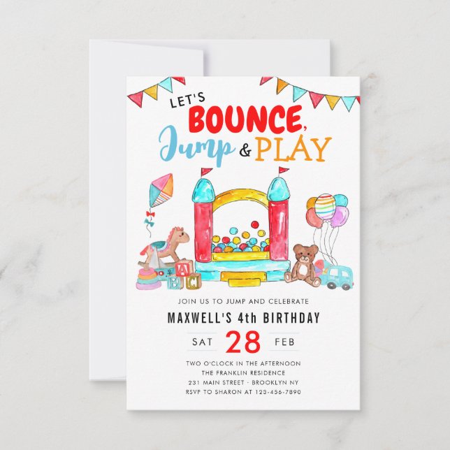 Budget Bounce Jump Play Kids Trampoline Geburtstag Mitteilungskarte (Vorderseite)