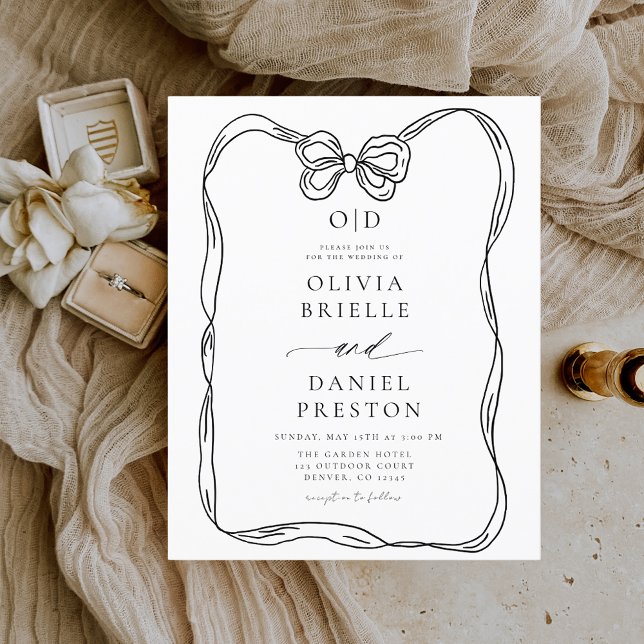 Budget Bow Elegant Schwarz & Weiß Einladung Flyer (Von Creator hochgeladen)