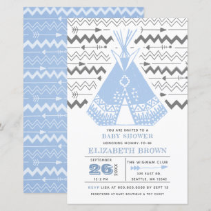 Budget Boy Tribal TeePee Baby Shower Einladungen
