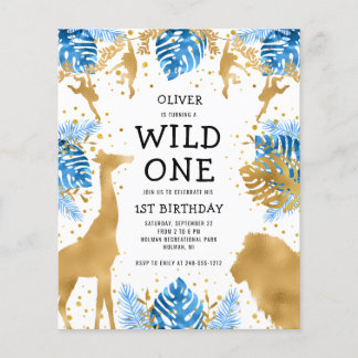 Budget Boys 1. Geburtstag Blue Safari Einladung