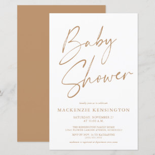 Budget Bräunliche Erdtöne Einfache Schrift Baby Sh