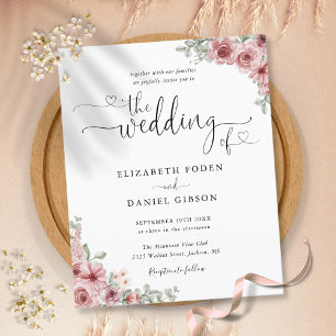 Budget Brautjungfer-Rosa Blumen-Hochzeitseinladung