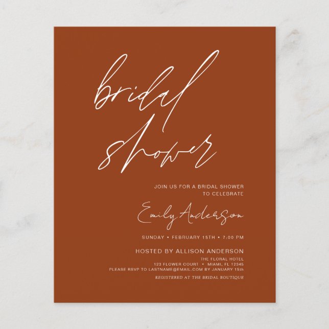 Budget Brautparty Burnt Orange Terracotta (Vorderseite)
