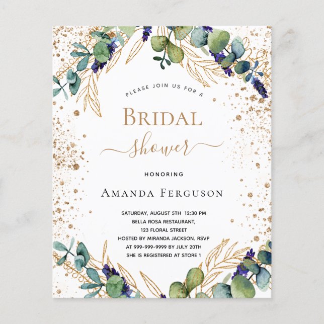 Budget Brautparty Eukalyptus Grünpflanzen Glitzer (Vorderseite)