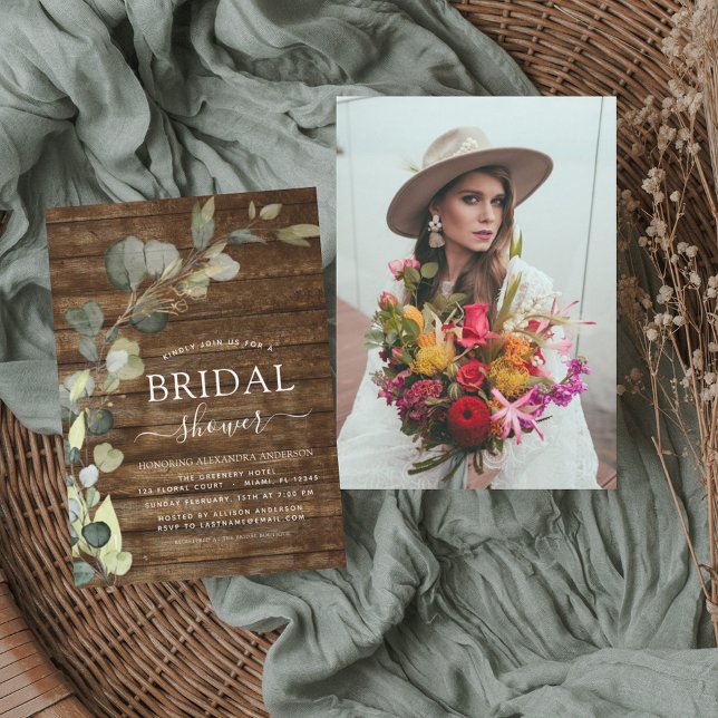 Budget Brautparty Foto Rustikales Holz Einladung Flyer (Von Creator hochgeladen)