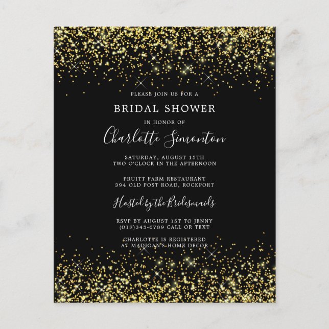 Budget Brautparty Glitzer Black Gold Girly (Vorderseite)