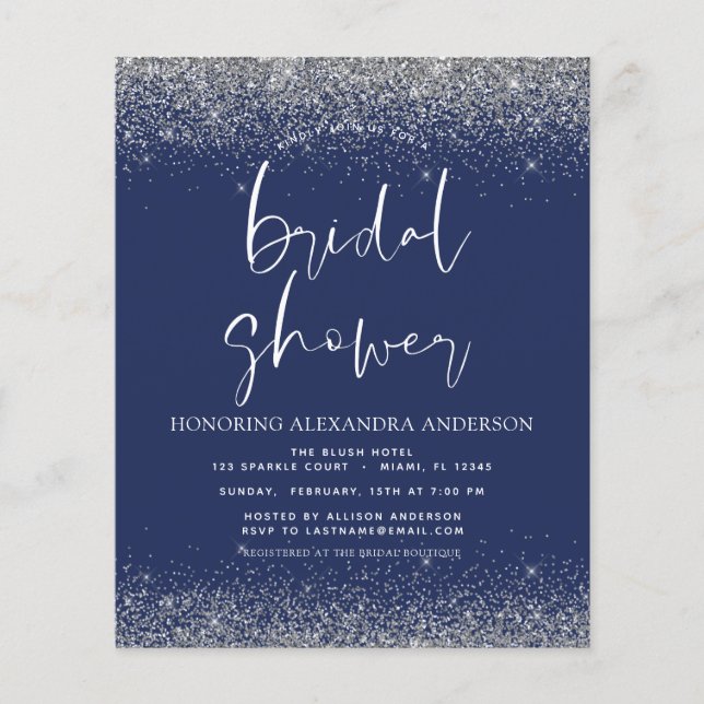 Budget Brautparty Glitzer Silver Navy Blue (Vorderseite)