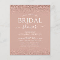 Budget Brautparty Glitzern Blush Pink Einladung
