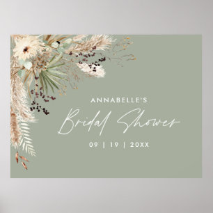 Budget Brautparty Pampas Gras modern elegant Poster