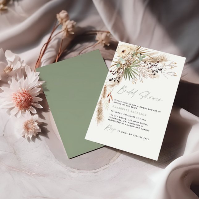 Budget Brautparty pampas gras moderne Einladung (Von Creator hochgeladen)