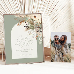 Budget Brautparty Pampas Karten Geschenke Salbei g Poster