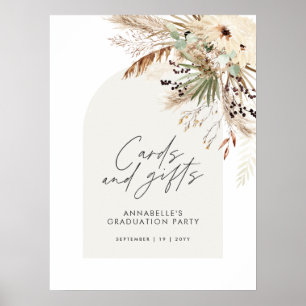 Budget Brautparty Pampas Karten und Geschenke boho Poster