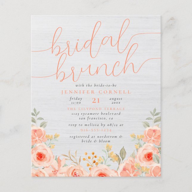 Budget Bridal Brunch | Herrliche Rose und Weißholz (Vorderseite)