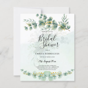 Budget Bridal Dusche Einladungen Grüne Blätter