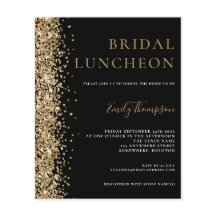 Budget Bridal Luncheon Gold Glitzer Black Invite