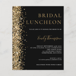 Budget Bridal Luncheon Gold Glitzer Black Invite