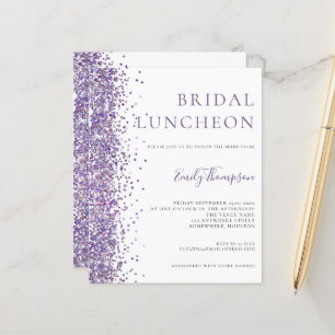 Budget Bridal Luncheon Lila Glitzer Einladung