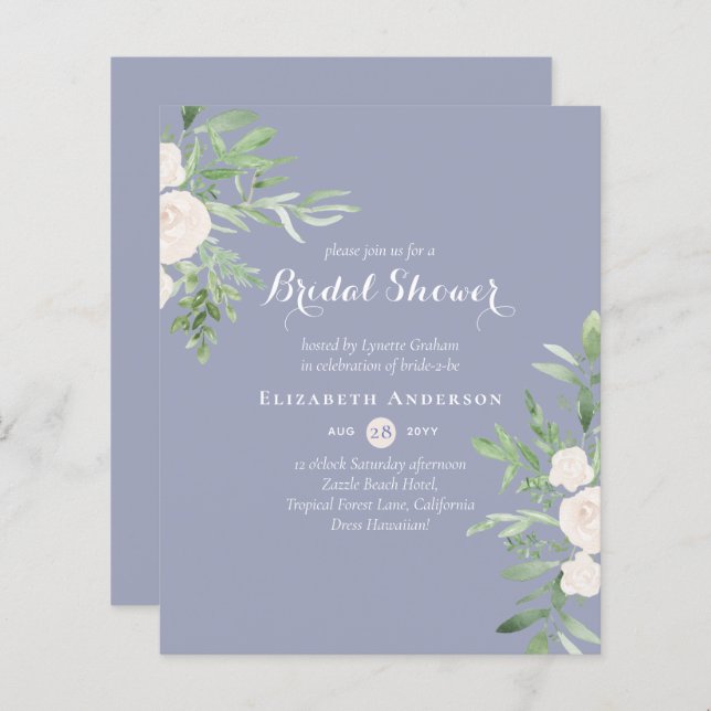 BUDGET Bridal Shower Einladungen Blumenmuster Blät (Vorne/Hinten)