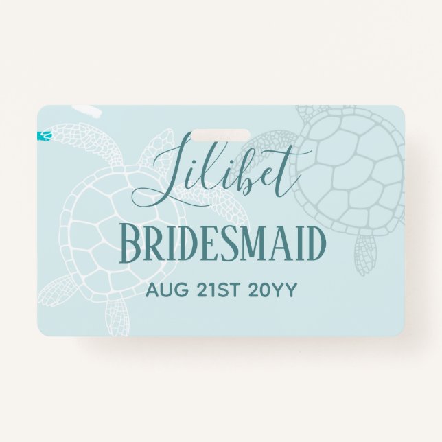 BUDGET Bridesmaid Brautparty gibt SEA TURTLES Ausweis (Vorderseite)