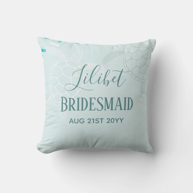 BUDGET Bridesmaid Brautparty gibt SEA TURTLES Kissen (Vorderseite)
