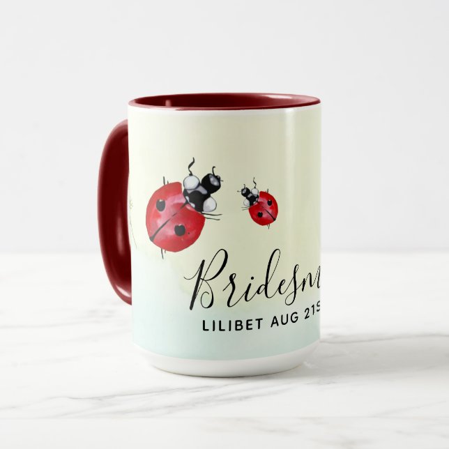 BUDGET Bridesmaid Brautparty Gift LADYBUGS Tasse (Vorderseite Links)
