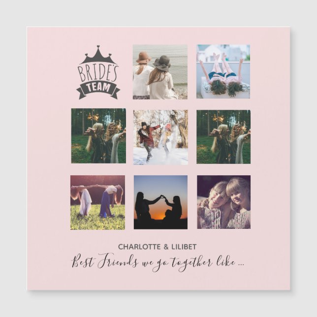 BUDGET Bridesmaid gibt FOTO COLLAGE Quotes BESTE F Magnetkarte (Vorderseite)