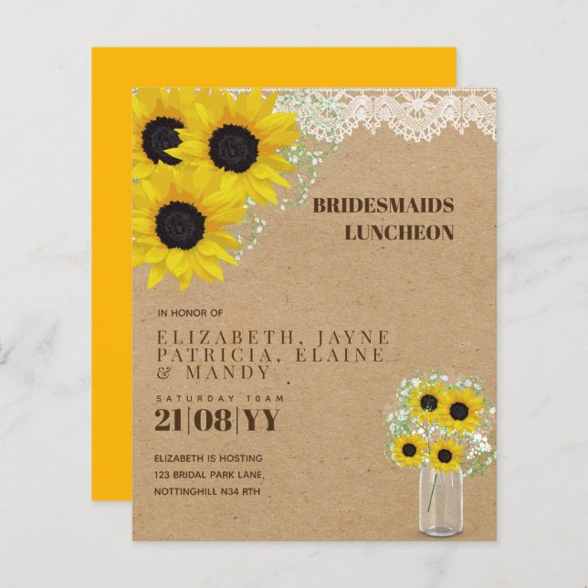 BUDGET Bridesmaiers Mittagessen Brunch Blumenstrau (Vorne/Hinten)
