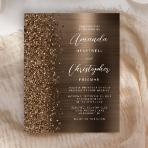 Budget-Bronze-Glam-Glitter-Hochzeits-Einladung