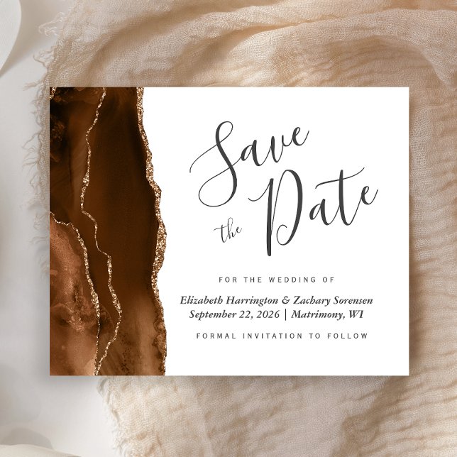 Budget Brown Agate Wedding Save the Date (Von Creator hochgeladen)