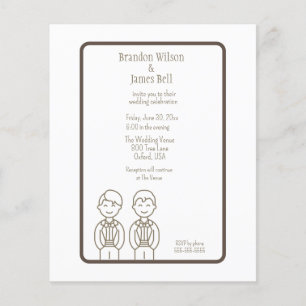 BUDGET Brown Gay Couple Wedding Einladung Flyer