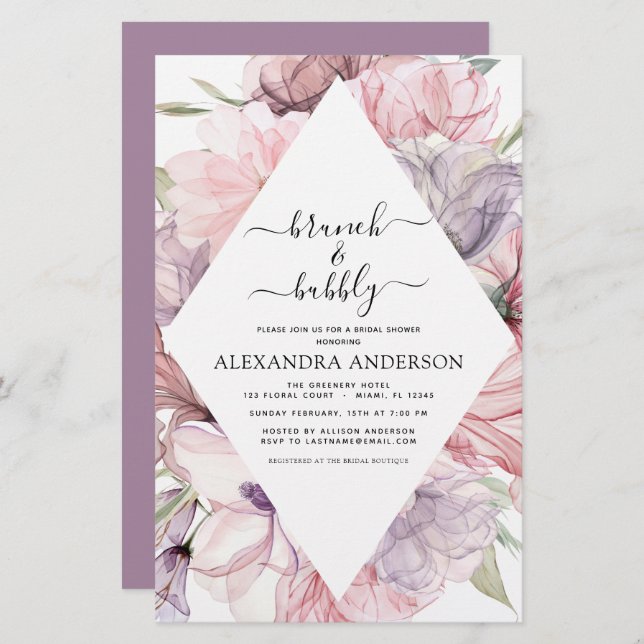 Budget Brunch & Bubbly Boho Lila Brautparty (Vorne/Hinten)