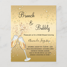 Budget Brunch Bubbly Brautparty Gold Einladung