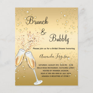 Budget Brunch Bubbly Brautparty Gold Einladung