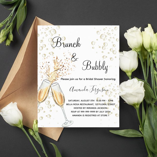 Budget Brunch Bubbly Brautparty Gold Einladung (Von Creator hochgeladen)