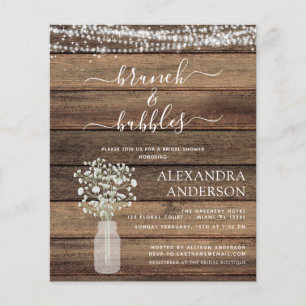 Budget Brunch & Bubbly Bridal Dusche Einladung Fl. Flyer