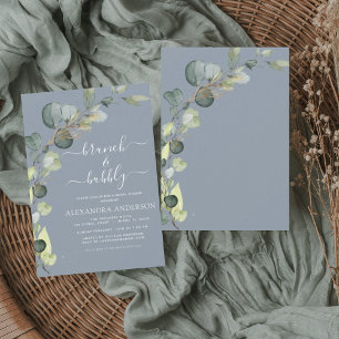 Budget Brunch & Bubbly Dusty Blue Einladung