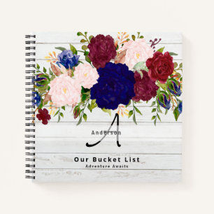 Budget Bucket List Burgundy Blumengeweih Geschenke Notizbuch