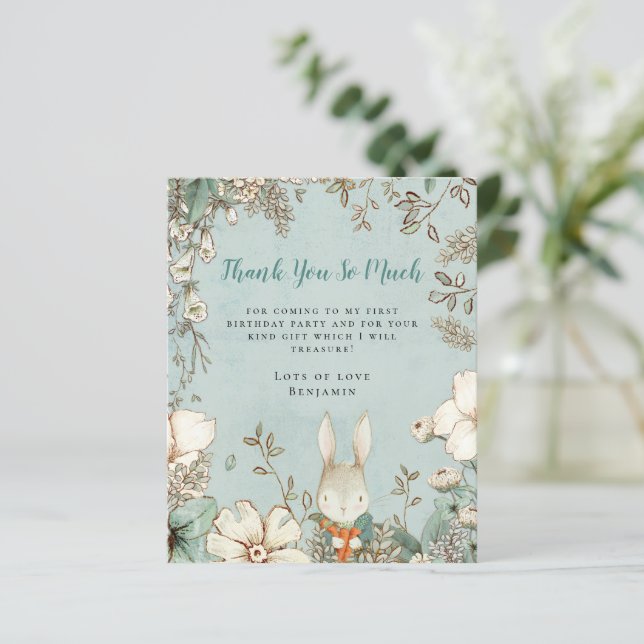 Budget Bunny Powder Blue Erster Geburtstag Vielen  (Stehend Vorderseite)