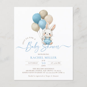 Budget Bunny Rabbit Balloons Blue Boy Baby Dusche