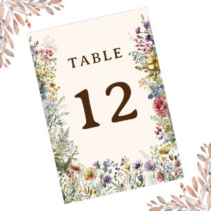 Budget Bunte Wildblumen Blumen Wasserfarben Tischnummer