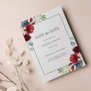 Budget Burgund Blumen Aquarell Save the Date Flyer