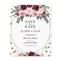 Budget Burgund Blush Gold Bloral Save the Date