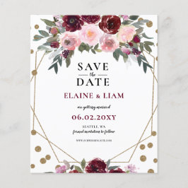 Budget Burgund Blush Gold Bloral Save the Date